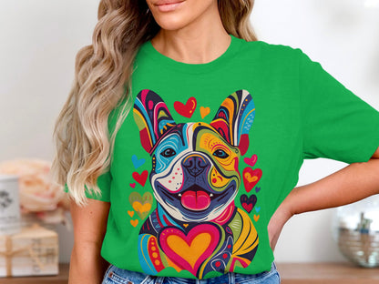 French Bulldog Festival of Hearts Tee - Vibrant & Loving