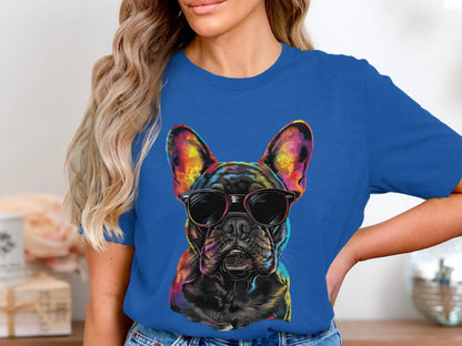 Vibrant Pup Tee - Frenchie Charm with a Colorful Twist!