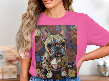 Frenchie in Floral Tee - Petals of Personality