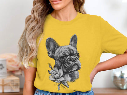 Frenchie Florals Tee - Elegance Meets Whimsy