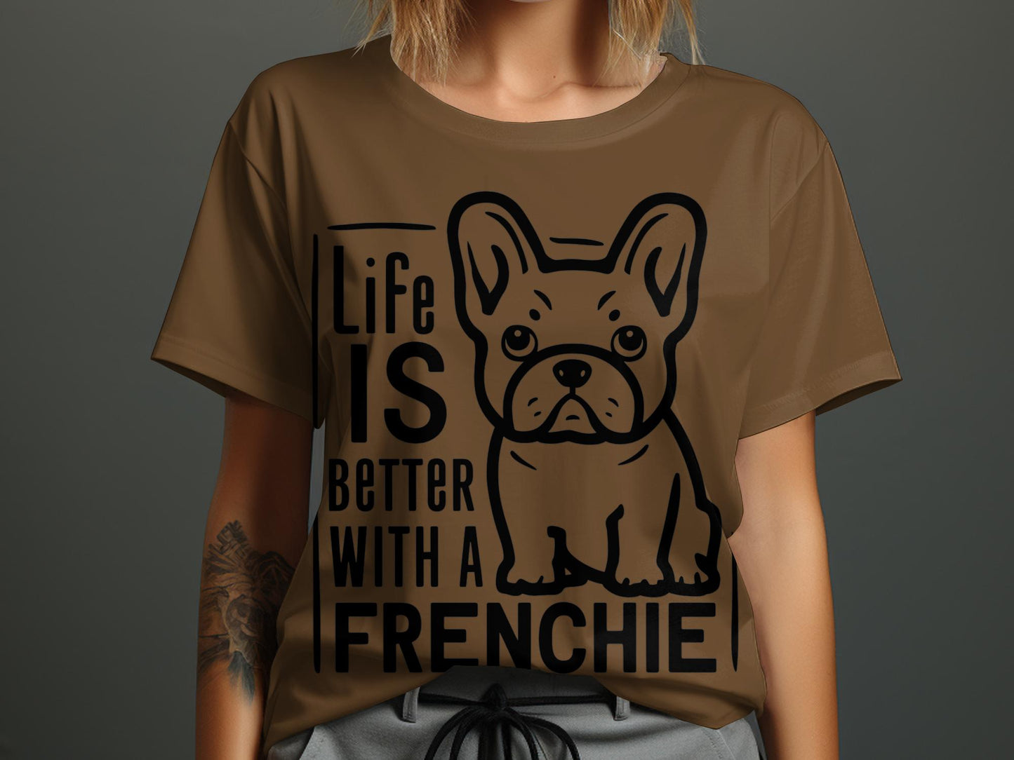 Frenchie Love Tee - Canine Charm in Monochrome