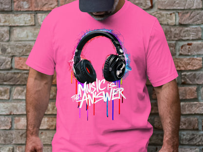 DJ Headphones - 'Music Is The Answer' Graffiti Headphones Tee