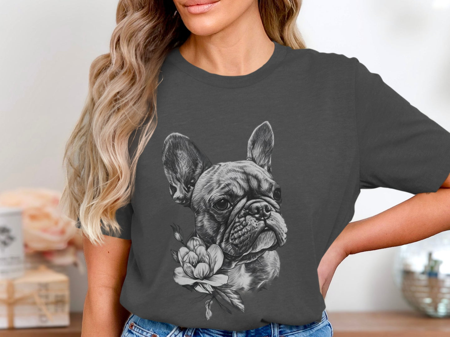 Frenchie Florals Tee - Elegance Meets Whimsy