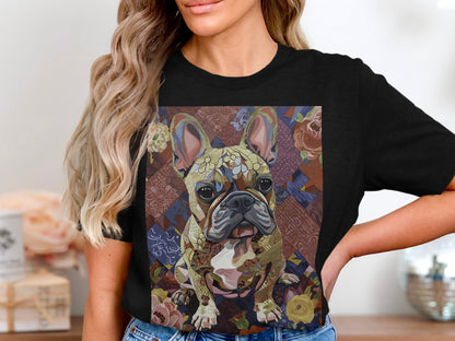 Frenchie in Floral Tee - Petals of Personality