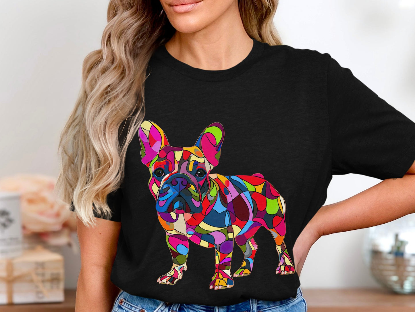 Kaleido Pup French Bulldog Tee - A Spectrum of Fun