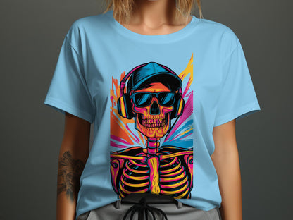 Vibrant Skull Beats - Abstract Skeleton Graphic Tee