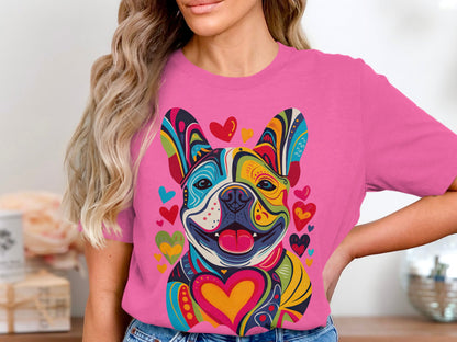 French Bulldog Festival of Hearts Tee - Vibrant & Loving