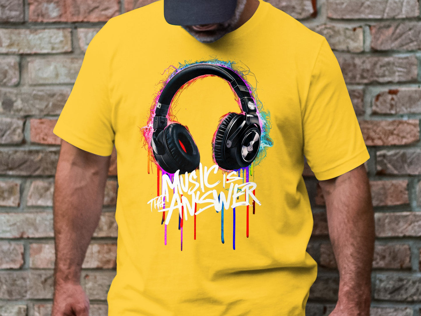 DJ Headphones - 'Music Is The Answer' Graffiti Headphones Tee