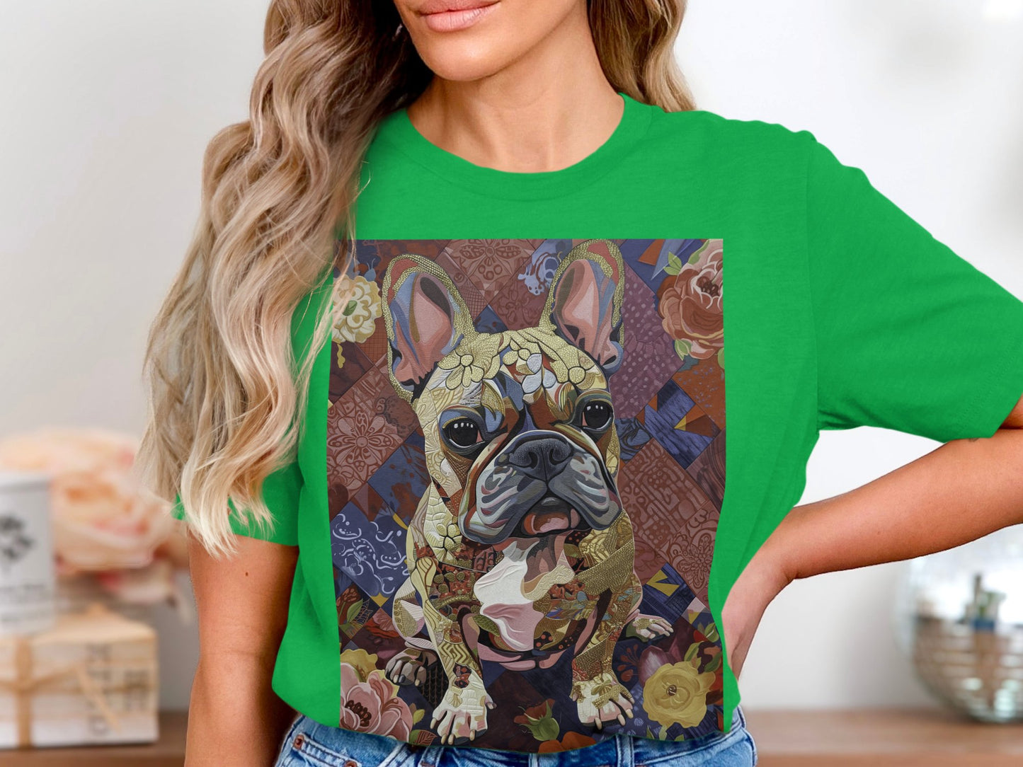 Frenchie in Floral Tee - Petals of Personality