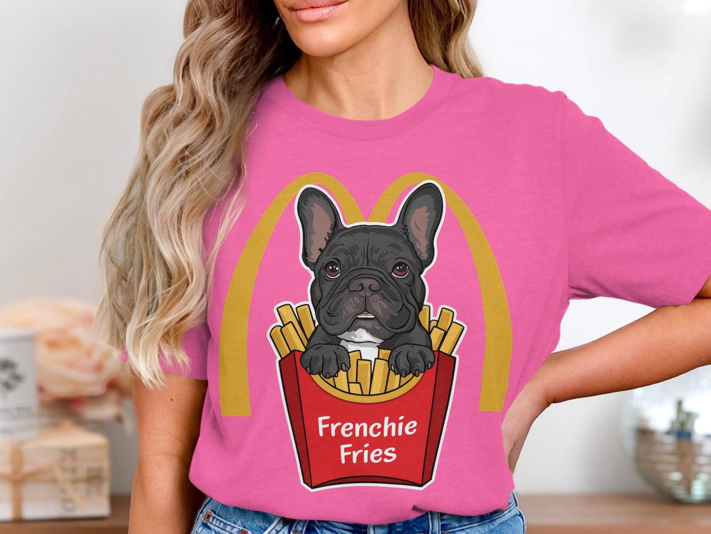 Frenchie Fries - Humorous French Bulldog And Fast Food Mashup Tee