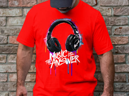 DJ Headphones - 'Music Is The Answer' Graffiti Headphones Tee