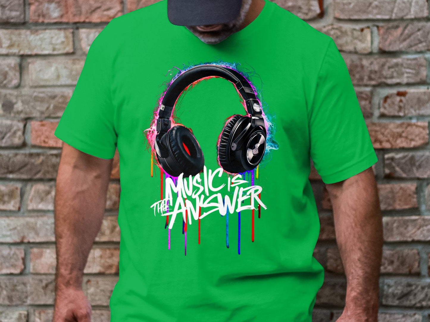 DJ Headphones - 'Music Is The Answer' Graffiti Headphones Tee