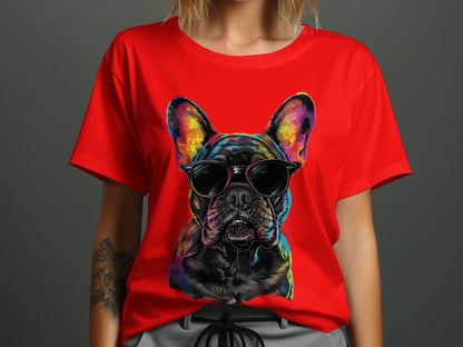 Vibrant Pup Tee - Frenchie Charm with a Colorful Twist!