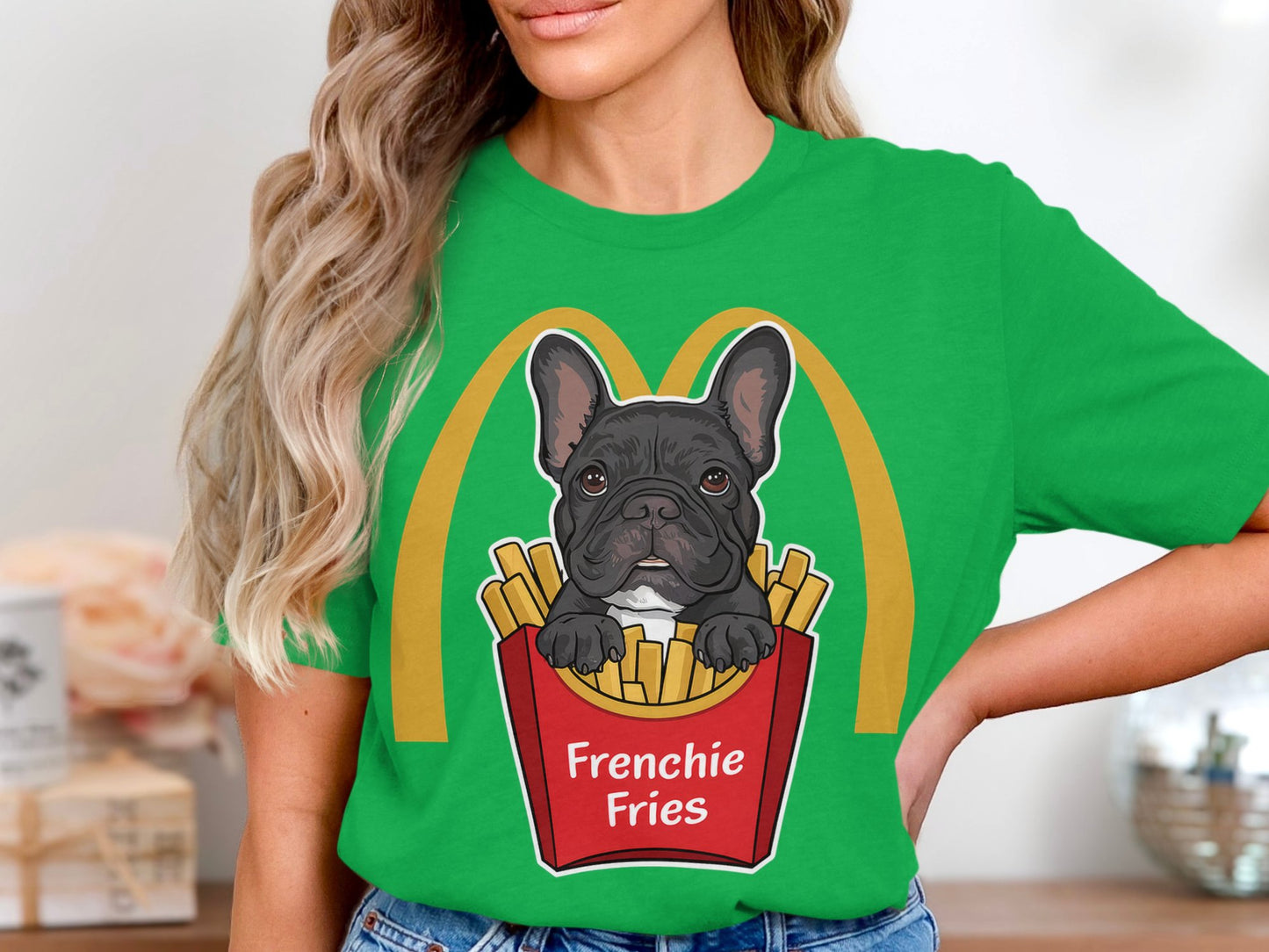 Frenchie Fries - Humorous French Bulldog And Fast Food Mashup Tee