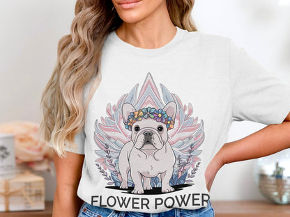 Flower Power Bulldog - Adorable French Bulldog Graphic Tee