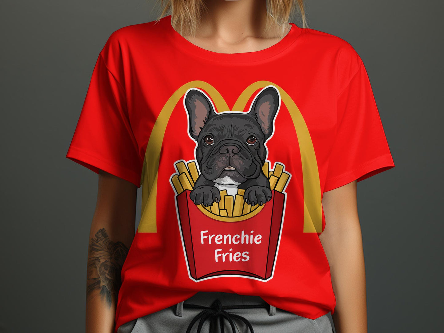 Frenchie Fries - Humorous French Bulldog And Fast Food Mashup Tee