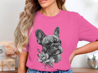 Frenchie Florals Tee - Elegance Meets Whimsy