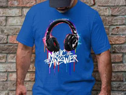 DJ Headphones - 'Music Is The Answer' Graffiti Headphones Tee