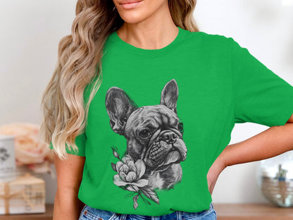 Frenchie Florals Tee - Elegance Meets Whimsy