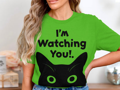 I'm Watching You! Cat Silhouette Tee - Whimsical Feline Fashion