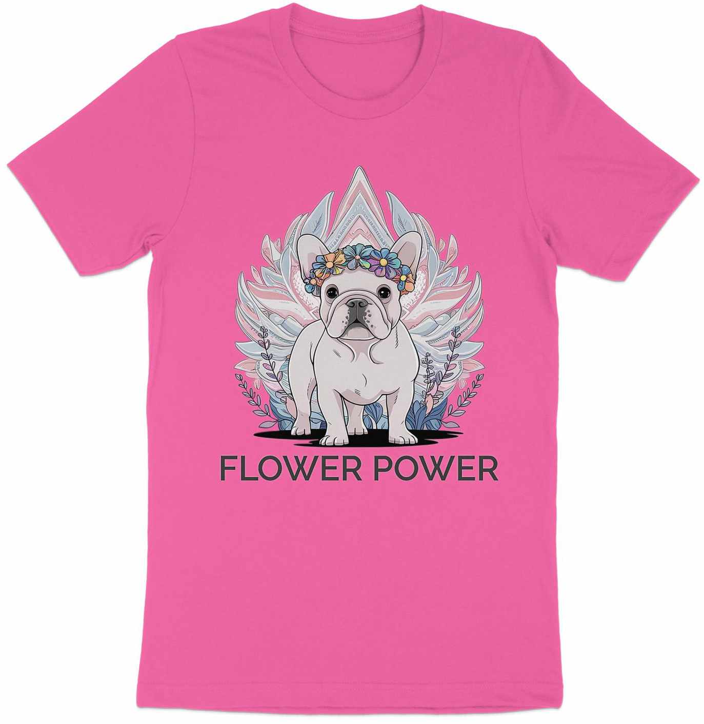 Flower Power Bulldog - Adorable French Bulldog Graphic Tee