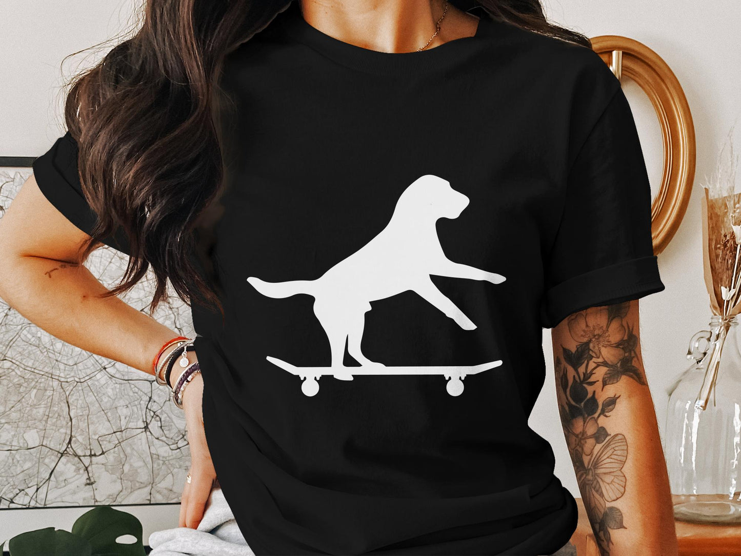 Skate Pup Silhouette - Rad Dog Skater Vector Sticker