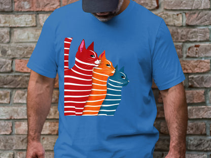 Colorful Whiskers Tee - Vivid Feline Trio