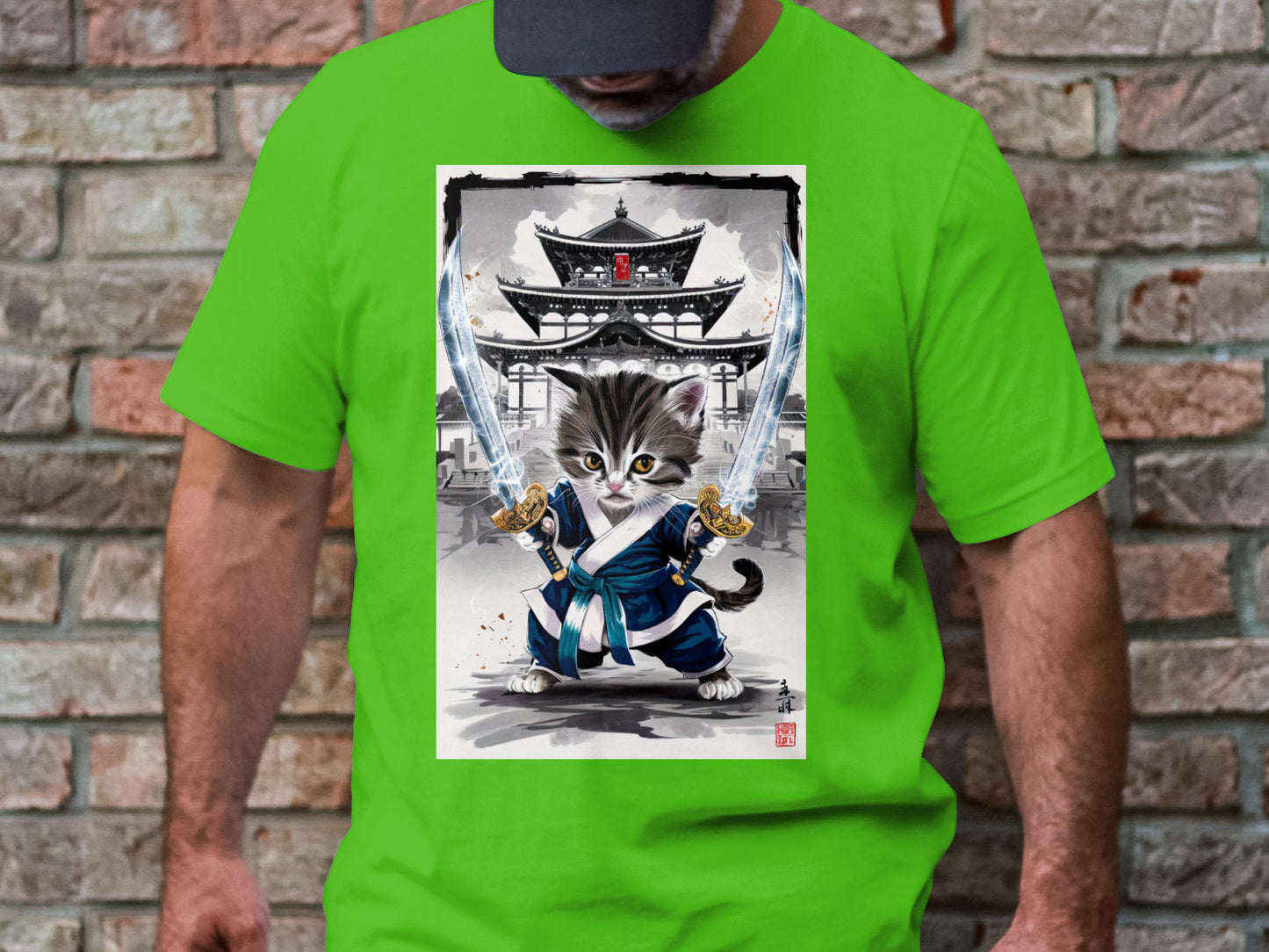 Samurai Kitten - Epic Warrior Cat Graphic Tee