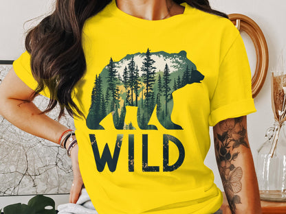 Wilderness Echo - Bear And Forest Vector Tee