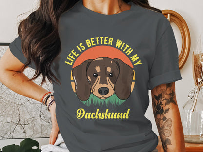 Grassy Gaze - 'Life is Better with My Dachshund' Circular Dog Tee
