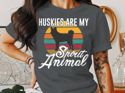 Retro Spirit Husky - 'Huskies are My Spirit Animal' Tee