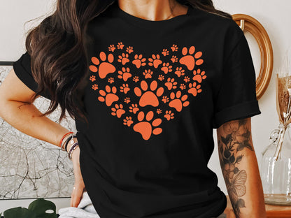 Paw-Filled Love Tee - Canine Devotion Heart Design