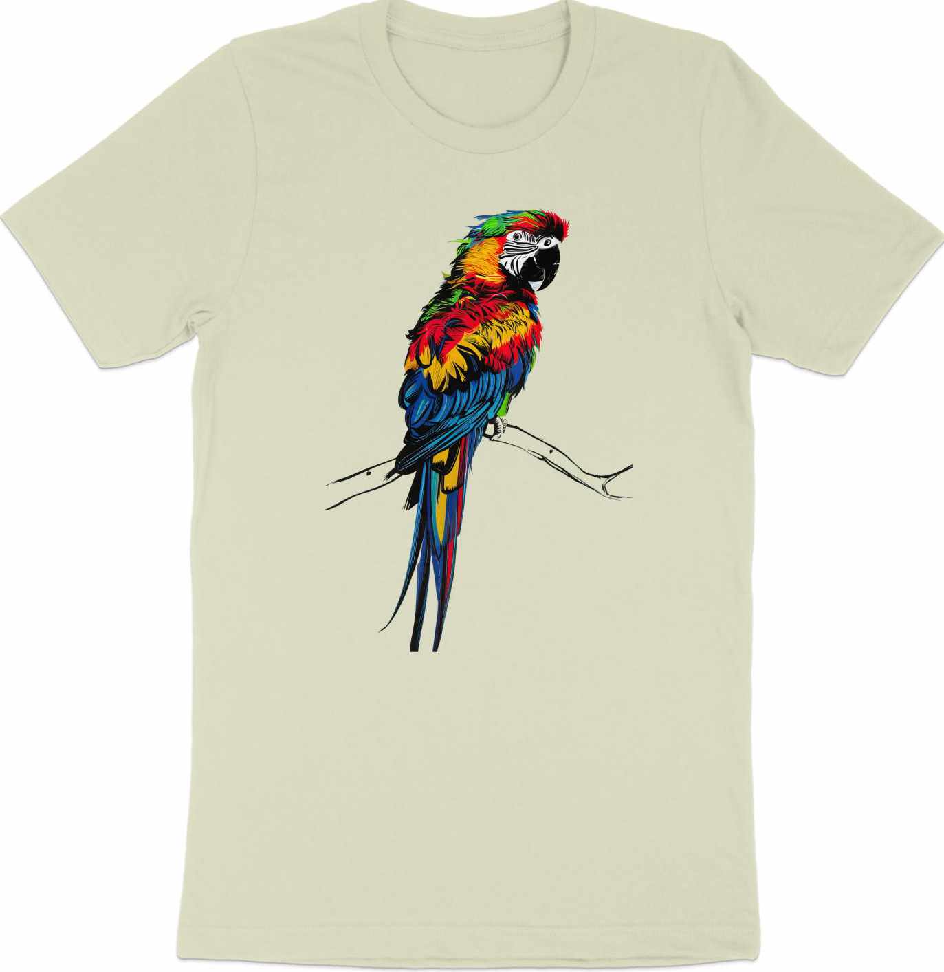 Asemic Avian Echoes - Colorful Parrot in Abstract Script Art Tee