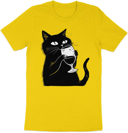 Sipping Kitty - Wine Lover's Minimalist Cat Tee