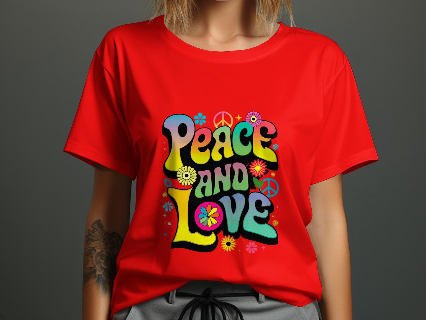 Peace and Love Tee - Groovy Flower Power Revolution
