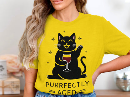 Purrfectly Aged - Wine Connoisseur Cat Tee