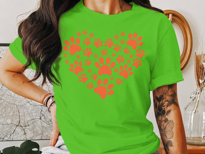 Paw-Filled Love Tee - Canine Devotion Heart Design
