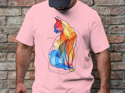 Prismatic Cat - Vibrant Art-Inspired Graphic Tee