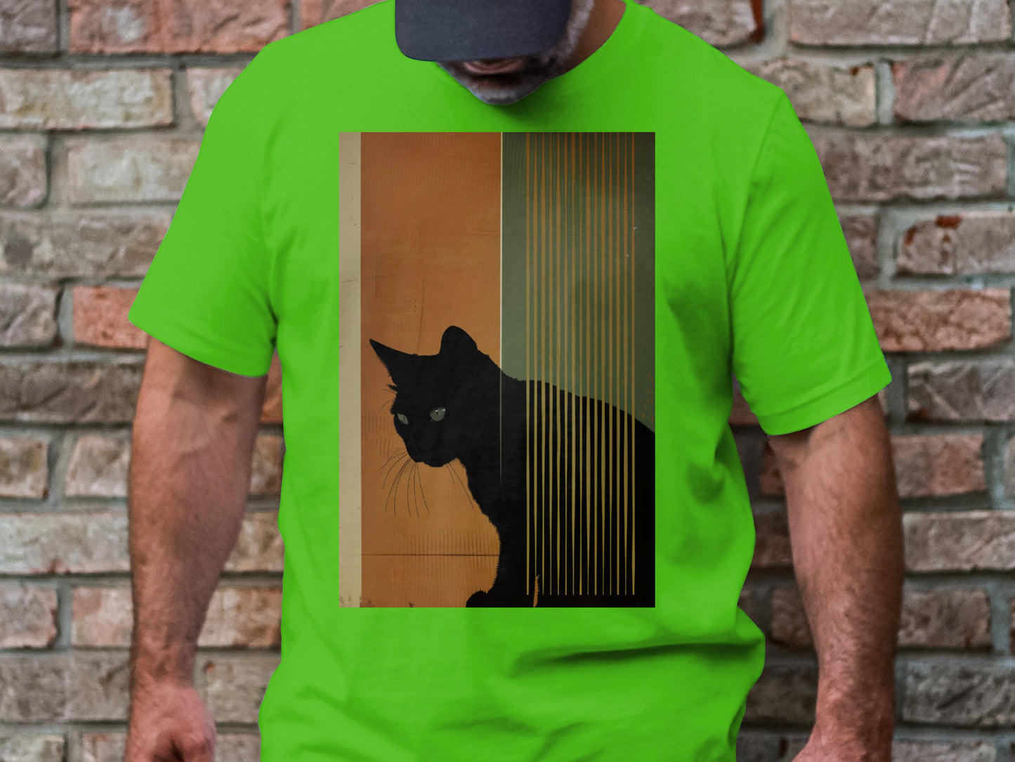 Nocturnal Gaze Cat Tee - Artistic Whiskers & Midnight Mystery