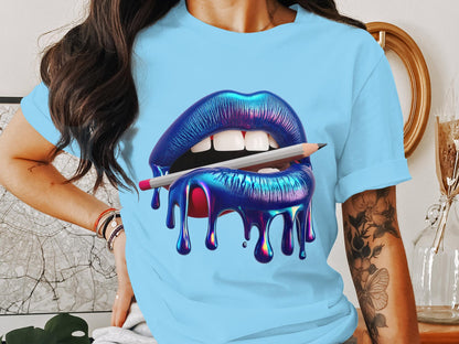 Creative Kiss Tee - Luscious Lips & Pencil Drip Art