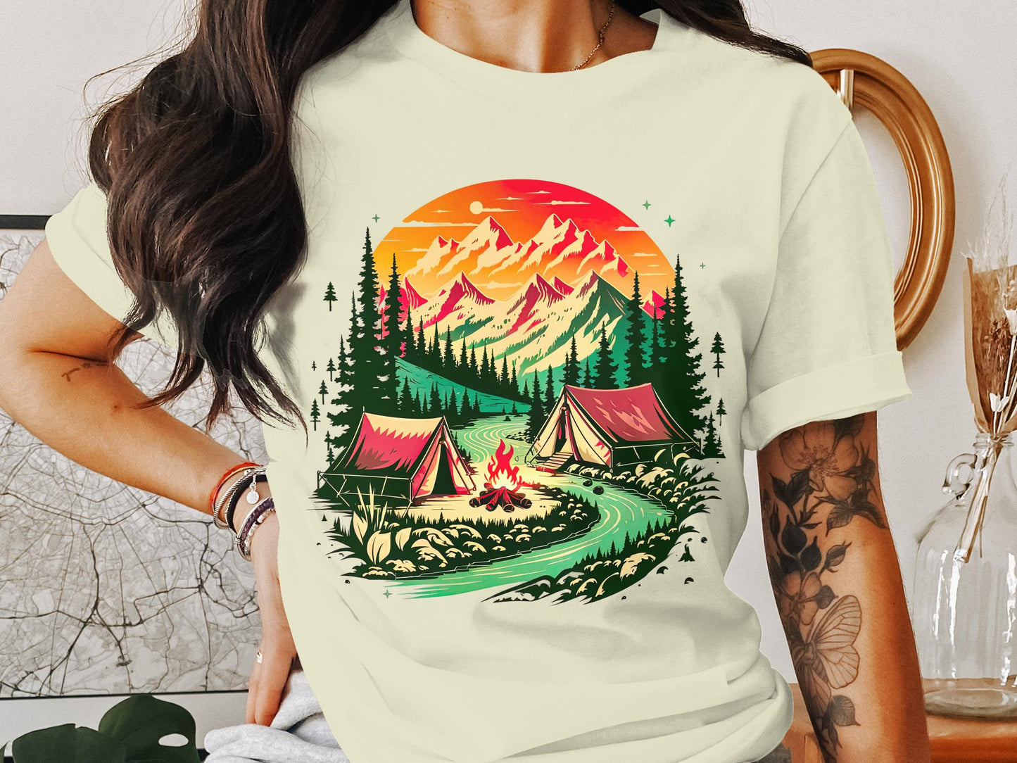 Bonfire Bliss by the River Tee – Embrace the Wilderness