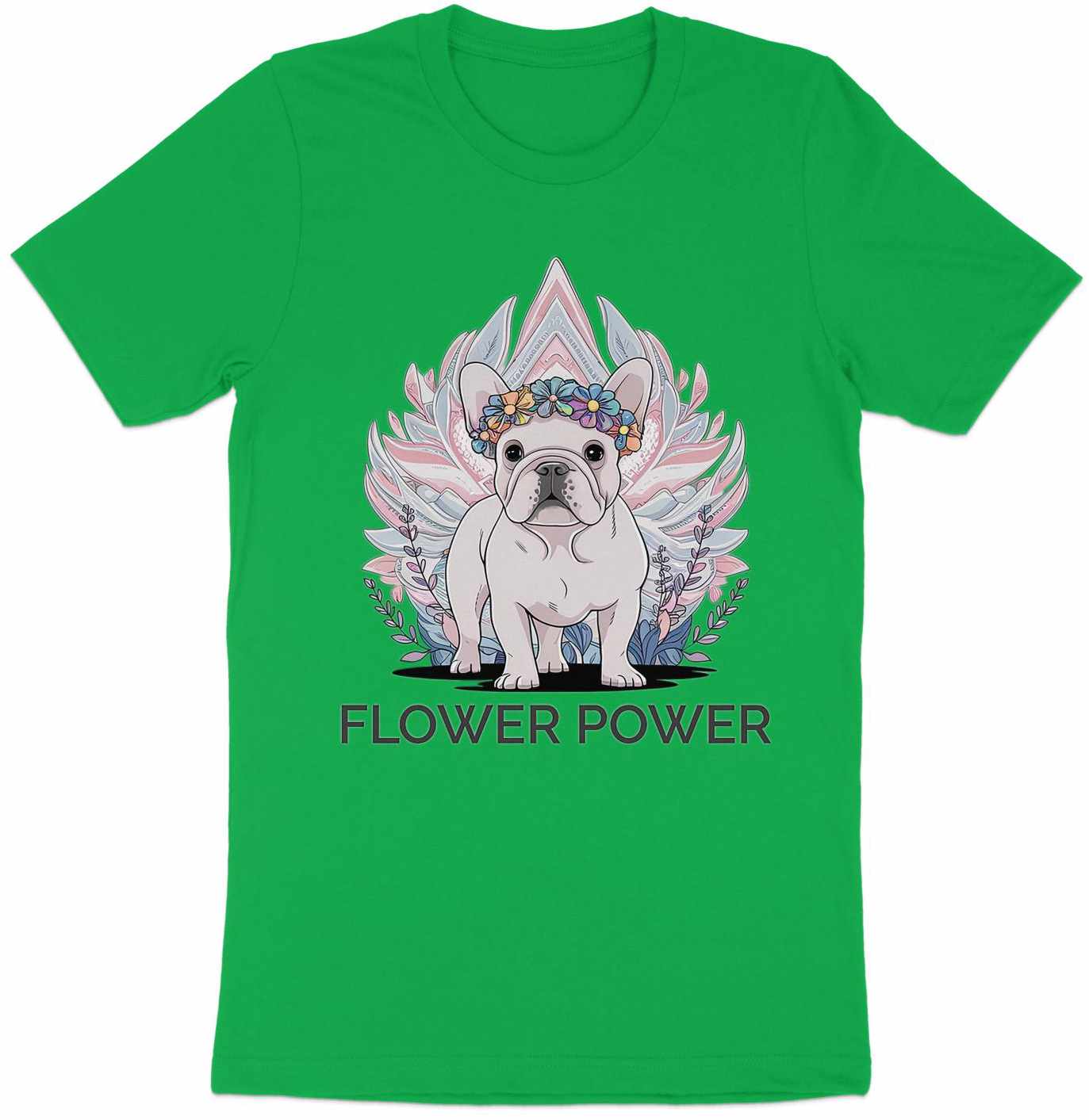 Flower Power Bulldog - Adorable French Bulldog Graphic Tee