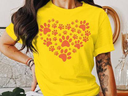 Paw-Filled Love Tee - Canine Devotion Heart Design