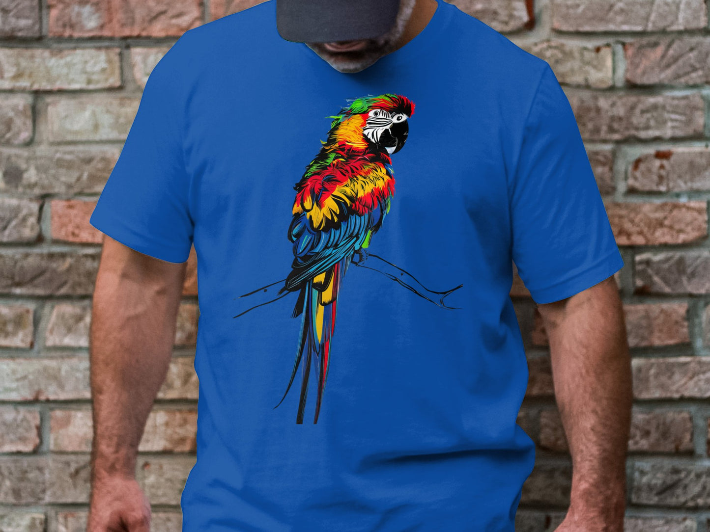 Asemic Avian Echoes - Colorful Parrot in Abstract Script Art Tee