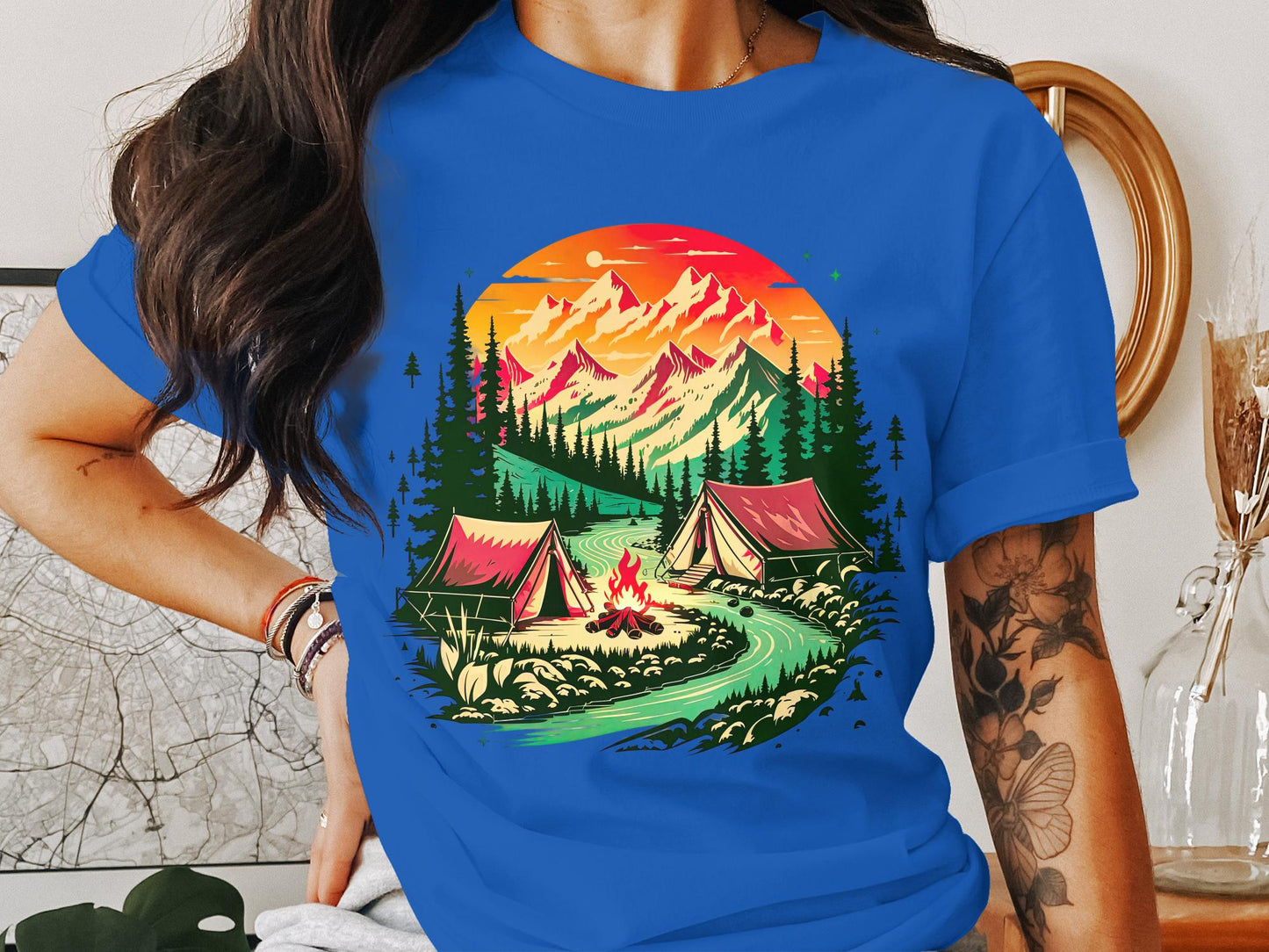 Bonfire Bliss by the River Tee – Embrace the Wilderness