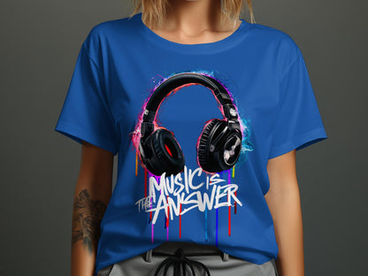 DJ Headphones - 'Music Is The Answer' Graffiti Headphones Tee