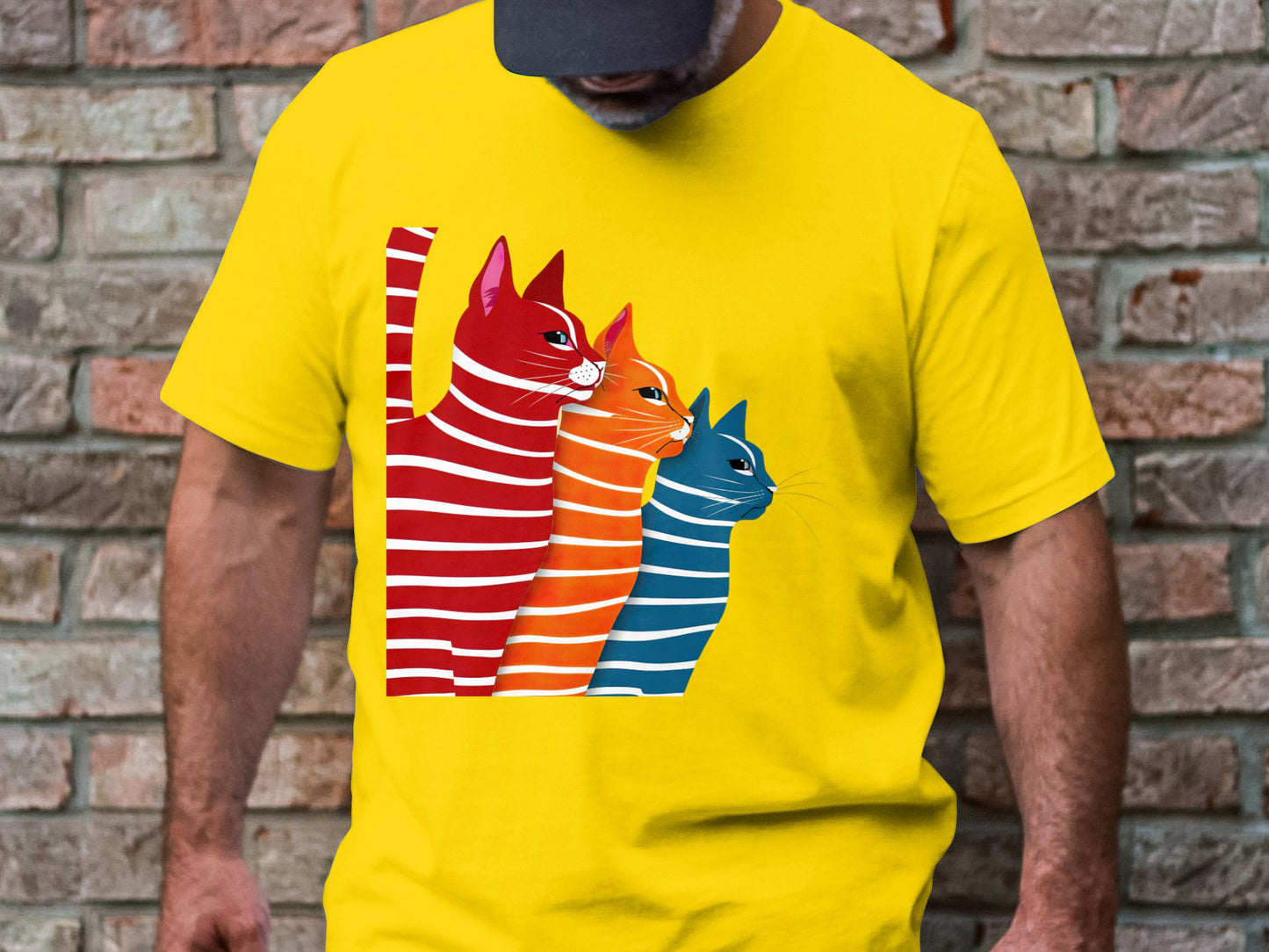 Colorful Whiskers Tee - Vivid Feline Trio