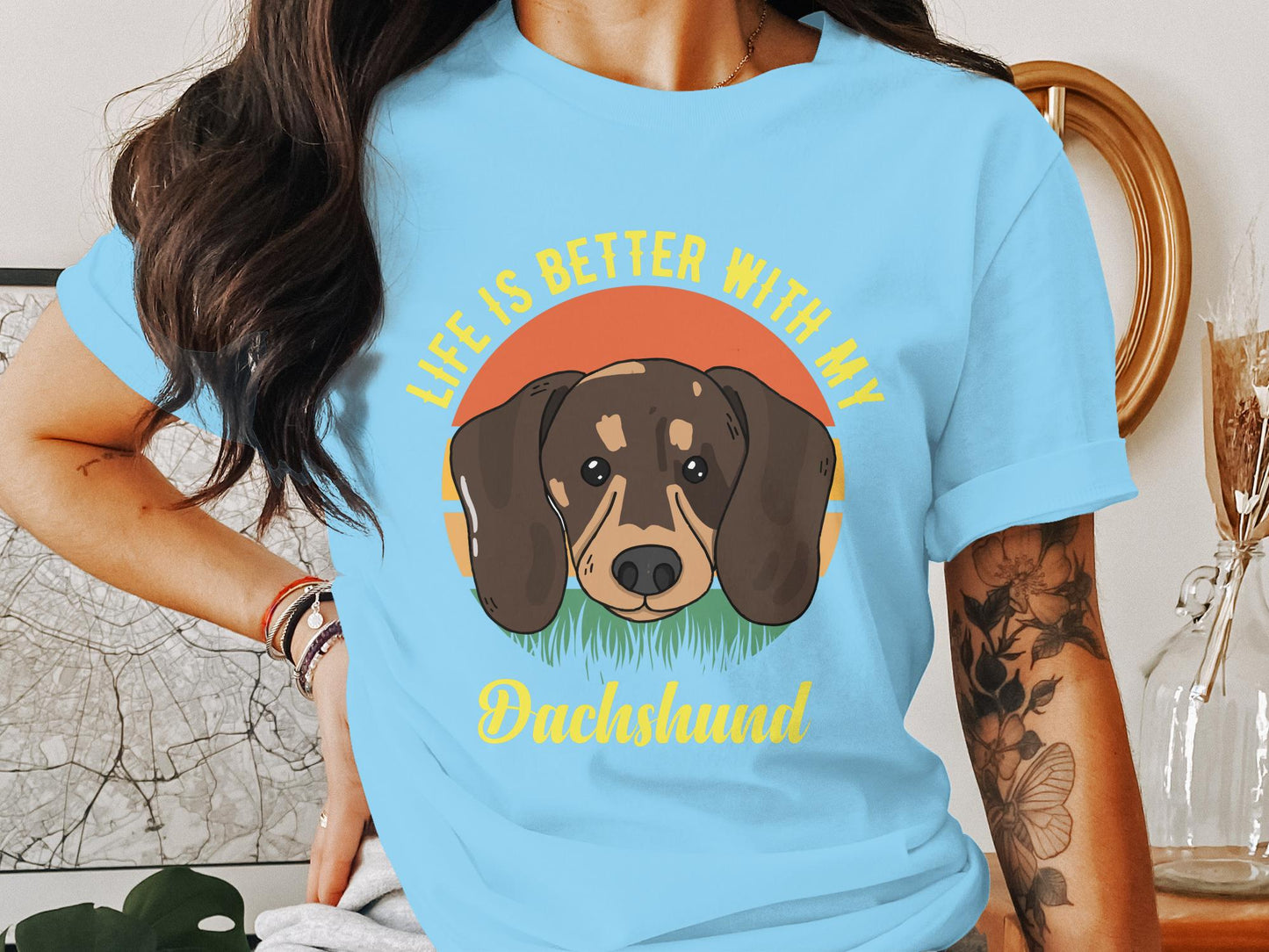Grassy Gaze - 'Life is Better with My Dachshund' Circular Dog Tee