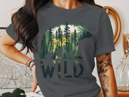 Wilderness Echo - Bear And Forest Vector Tee