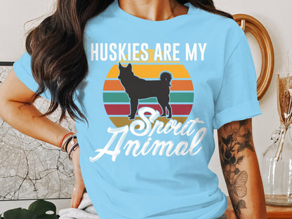 Retro Spirit Husky - 'Huskies are My Spirit Animal' Tee
